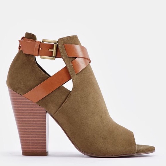 🌟1 Day Sale🌟 Olive Peep Toe High Heel Bootie - Picture 2 of 9